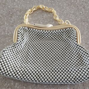 Vintage Beaded Purse Shoulder Bag White